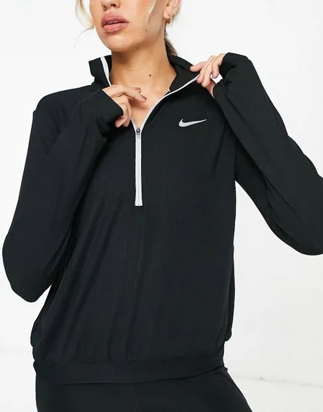 Черный топ с короткой молнией Nike Running Element Therma-FIT