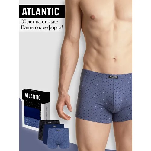 Трусы Atlantic, 3 шт., размер S, черный, голубой, синий