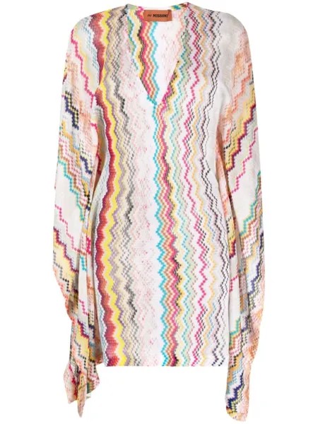 Missoni платье мини с узором зигзаг, белый