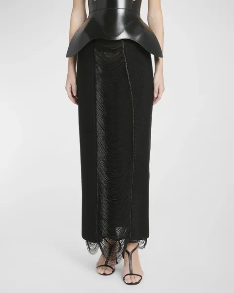 Макси-юбка-карандаш Ladder с бахромой Alexander McQueen, цвет Black