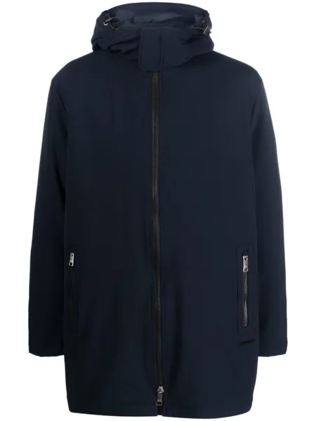 Armani Exchange двухслойное пальто с капюшоном, синий