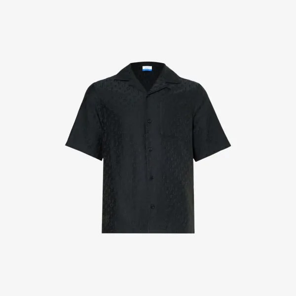 Рубашка из жаккардового хлопка и шелка с логотипом Off-White, черный