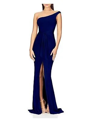 NOOKIE Женское темно-синее вечернее платье-футляр в полный рост с асимметричным вырезом XS