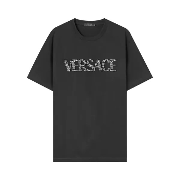 Компактная футболка с вышивкой Versace, цвет Черный