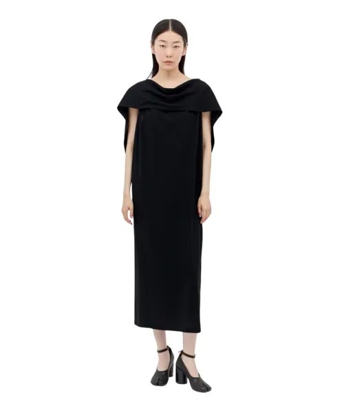 Элегантное платье миди с воланным вырезом Issey Miyake, черный