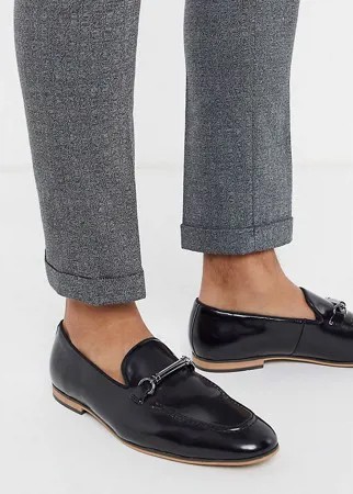 Черные лоферы для широкой стопы из искусственной кожи с пряжками ASOS DESIGN-Черный