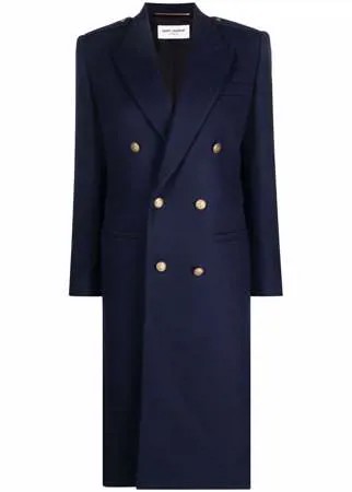 Saint Laurent двубортное пальто строгого кроя