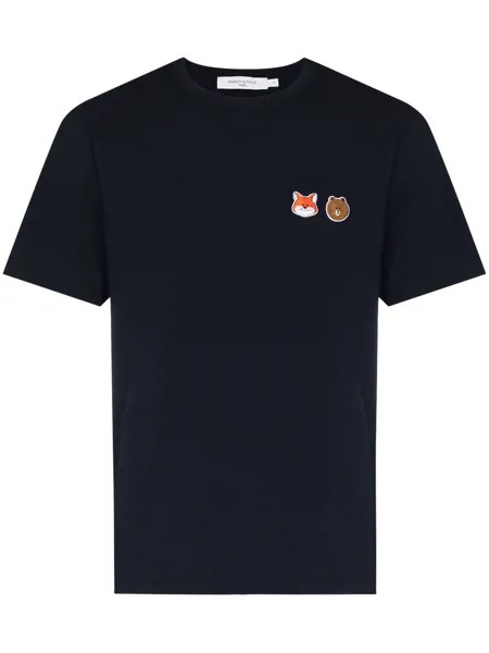 Maison Kitsuné футболка с нашивкой-логотипом из коллаборации с Line Friends