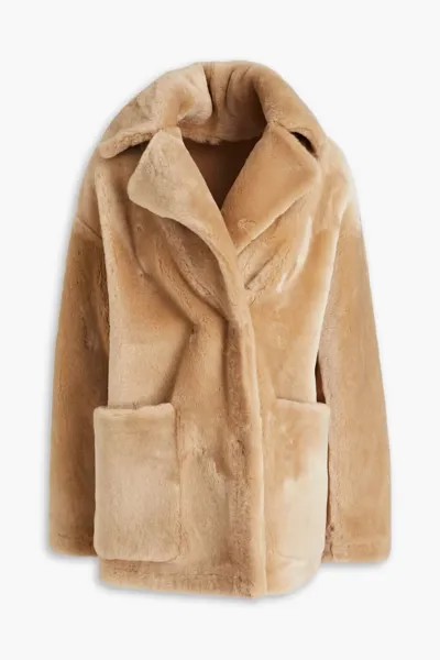 Двубортное пальто из дубленки Yves Salomon, бежевый