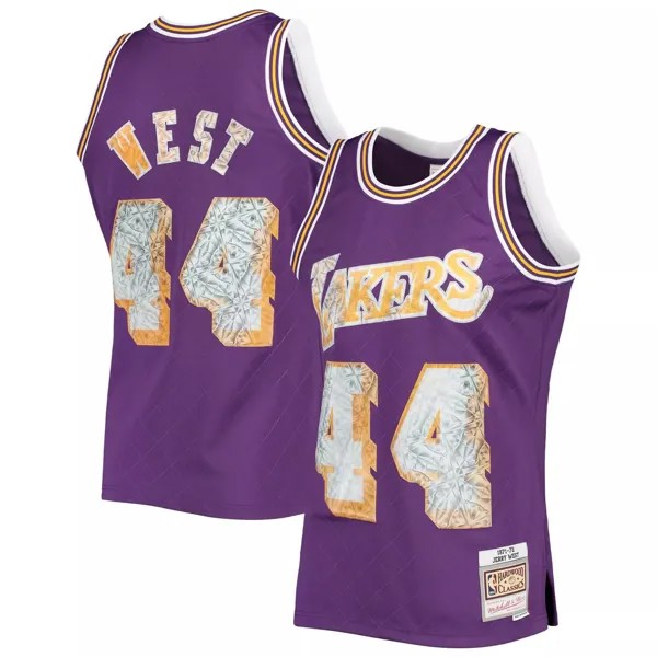 Мужская майка Mitchell & Ness Jerry West Purple Los Angeles Lakers 1971-72 Hardwood Classics, посвященная 75-летию Diamond Swingman