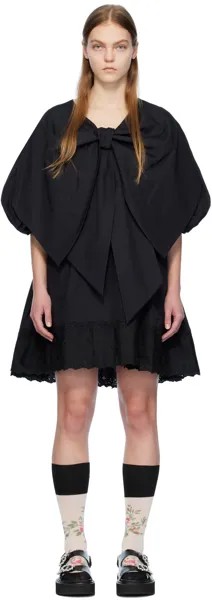 Черное мини-платье с бантом Simone Rocha