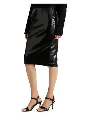 Женская черная стрейч-юбка-карандаш с разрезом ниже колена RALPH LAUREN сзади M