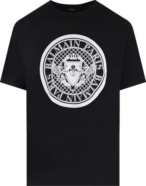 Футболка Balmain Printed T-Shirt Black/White, разноцветный