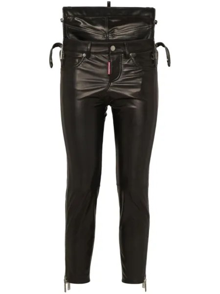 Dsquared2 многослойные кожаные узкие брюки, черный