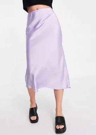 Сиреневая атласная юбка миди косого кроя в стиле комбинации ASOS DESIGN-Фиолетовый цвет
