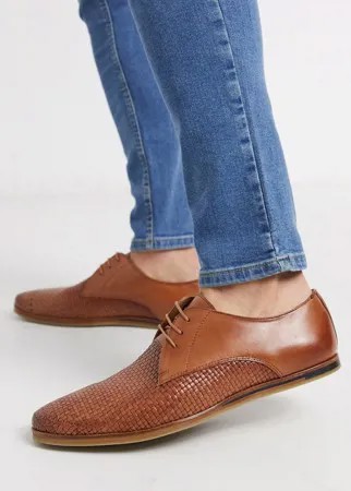 Светло-коричневые кожаные туфли со шнуровкой Walk London-Коричневый