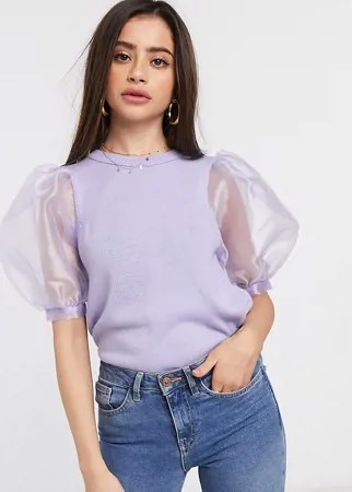 Джемпер с рукавами из органзы ASOS DESIGN Petite-Фиолетовый