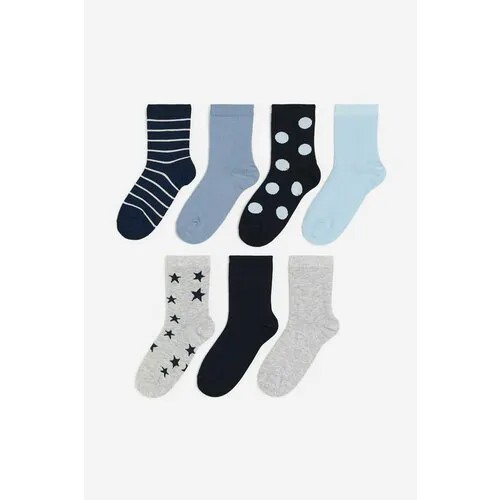 Носки H&M 7 пар, размер 22/24, серый, голубой