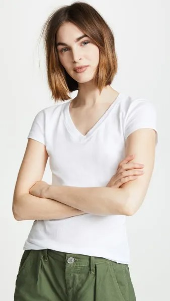 Футболка L'AGENCE Becca V Neck, белый