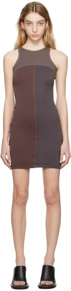 Коричневое мини-платье внахлест Eckhaus Latta