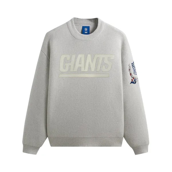 Kith For The NFL: массивный хлопковый свитер Giants цвета Светло-серый Хизер