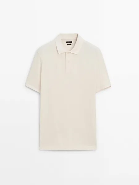 Рубашка-Поло из микротекстурированного хлопка пике Massimo Dutti, бежевый