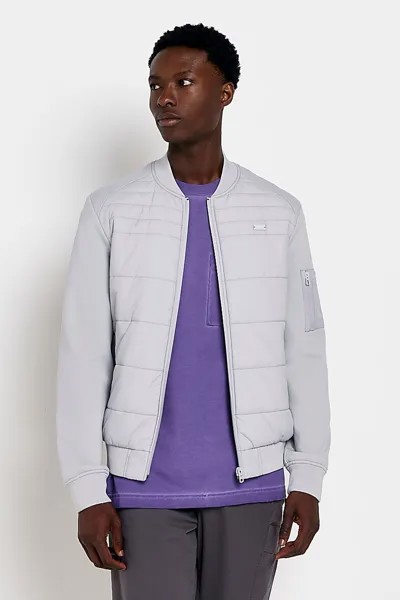 Стеганый гибридный бомбер River Island, серый