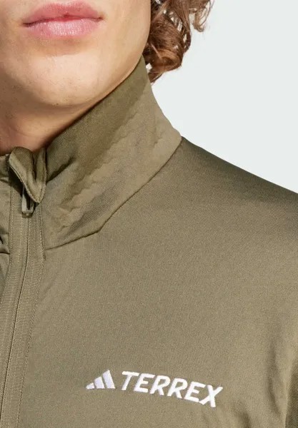 Флисовая куртка Terrex Multi Light Fleece Full-Zip Adidas Terrex, оливковые слои