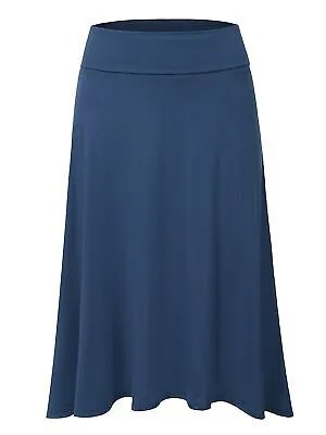DOUBLJU Женская темно-синяя вечерняя плиссированная юбка миди S