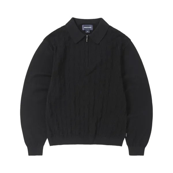 Поло Thisisneverthat thisisneverthat Cable Knit Zip Polo, черный
