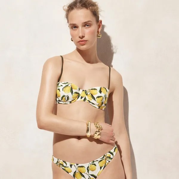 Верх бикини балконет на косточках цвета лимончелло J.Crew, мультиколор