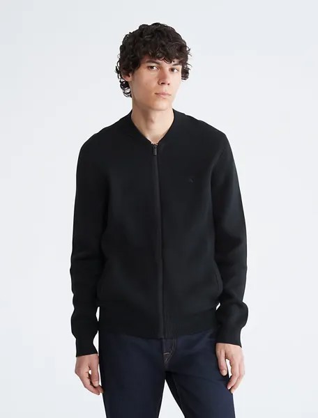 Компактный хлопковый свитер-бомбер Calvin Klein, черный