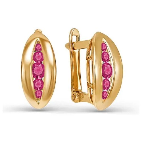 Серьги Del'ta, золото, 585 проба, фианит