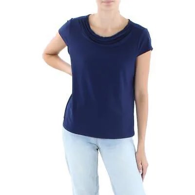 Женская темно-синяя рубашка с воротником-хомутом Kasper для работы, топ, блузка, рубашка Petites PM BHFO 8413
