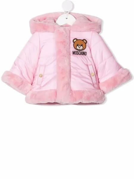 Moschino Kids куртка с искусственным мехом и логотипом