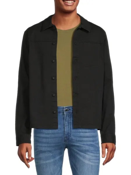 Однотонная куртка-рубашка из твила Kenneth Cole, черный
