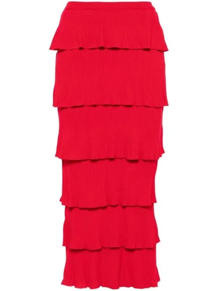 Moschino многоярусная юбка миди, красный