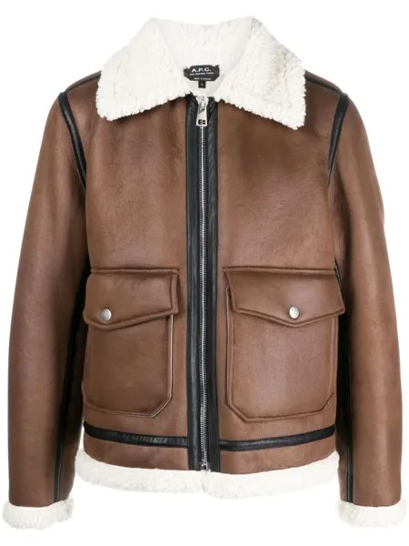 A.P.C. бомбер с искусственным мехом, коричневый