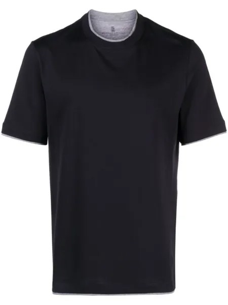 Brunello Cucinelli многослойная футболка, синий