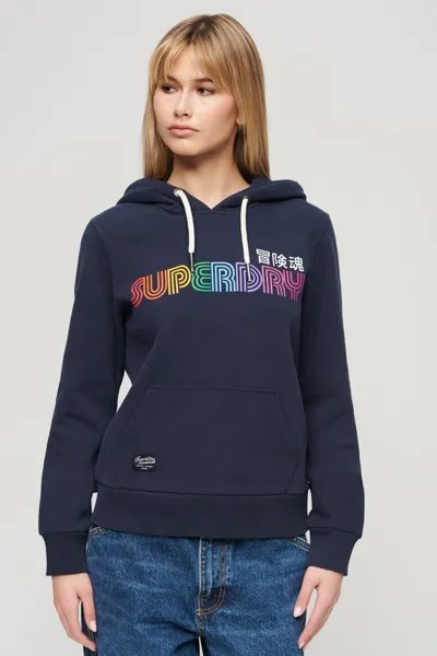 Худи с радужным принтом и логотипом Superdry, синий
