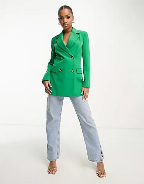 Ярко-зеленый удлиненный приталенный пиджак Miss Selfridge