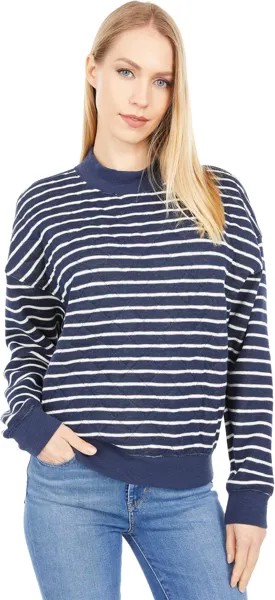 Толстовка Madewell Quilted Studio Mockneck Sweatshirt in Stripe, цвет Dark Nightfall