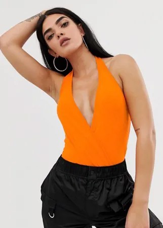 Оранжевое боди-халтер ASOS DESIGN-Оранжевый