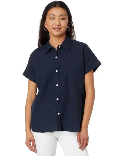 Рубашка Tommy Hilfiger Dobby Plaid Shirt, цвет Sky Captain