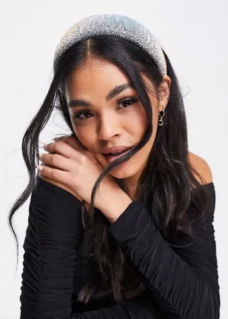 Широкий ободок черного цвета с отделкой стразами ASOS DESIGN-Черный цвет