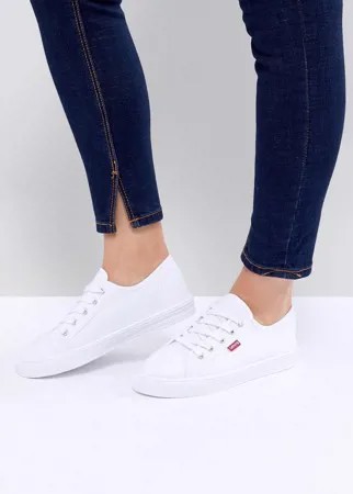 Белые парусиновые кеды с красными бирками Levi's-Белый