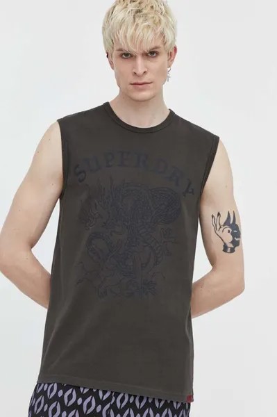 Хлопковая футболка Superdry, зеленый