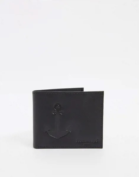 Кожаный бумажник с якорем Peckham Rye-Черный цвет