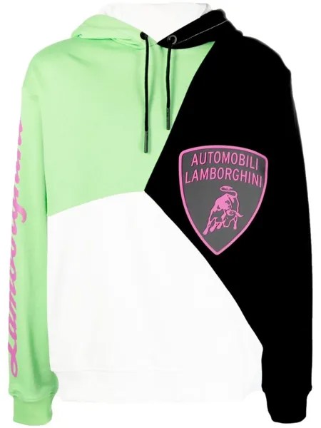 Automobili Lamborghini худи в стиле колор-блок с нашивкой-логотипом, белый