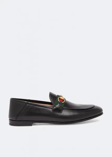 Лоферы GUCCI Web leather loafers, черный